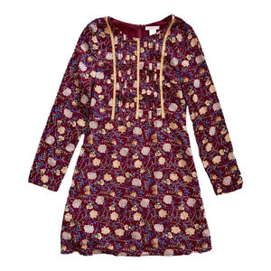 Esley Burgundy Floral A-line Mini Dress S